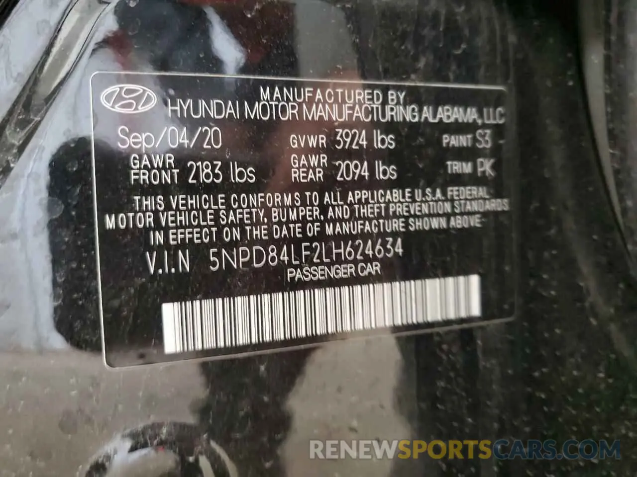 12 fotografías del automóvil dañado 5NPD84LF2LH624634 HYUNDAI ELANTRA 2020
