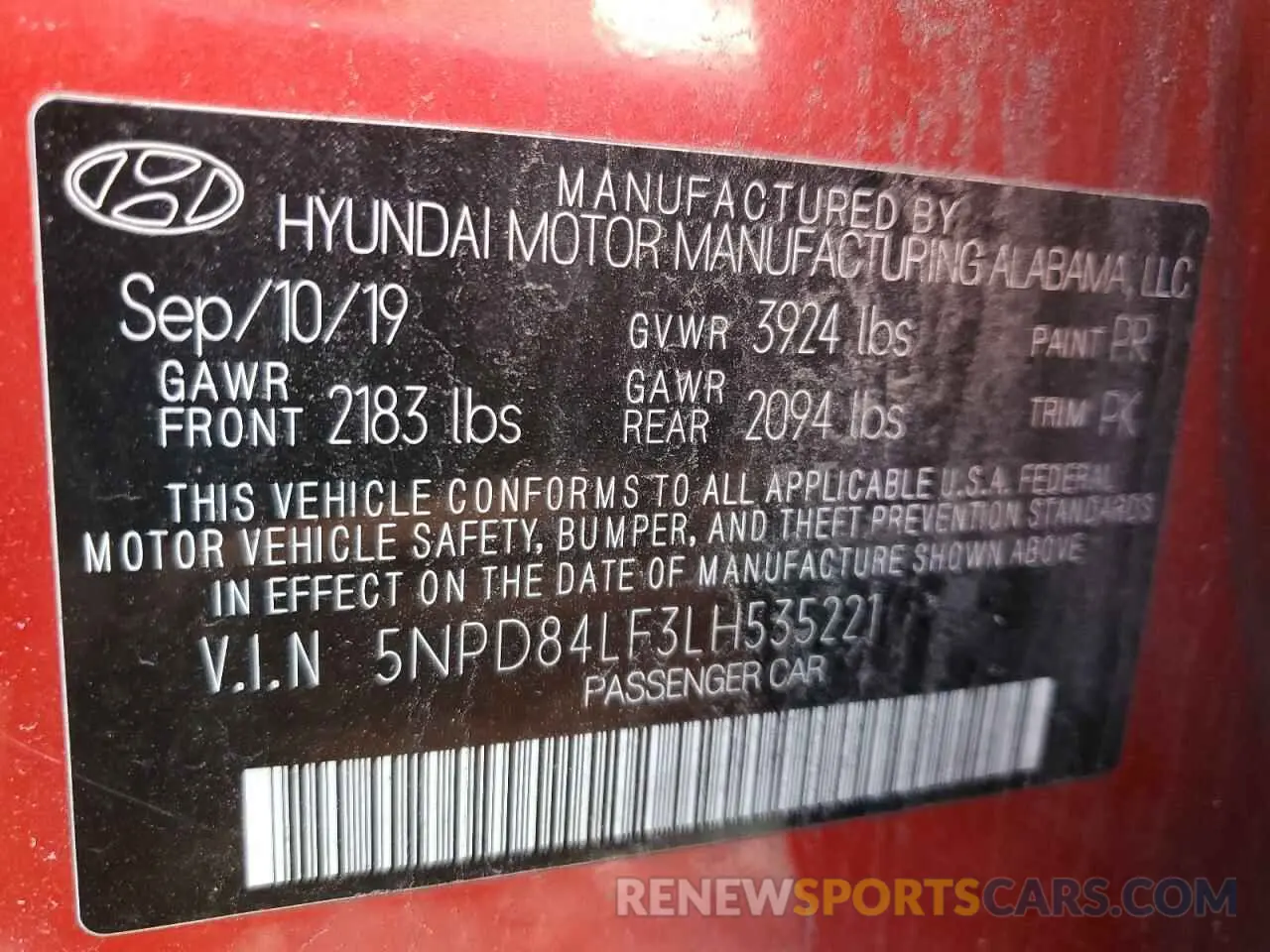 14 fotografías del automóvil dañado 5NPD84LF3LH535221 HYUNDAI ELANTRA 2020
