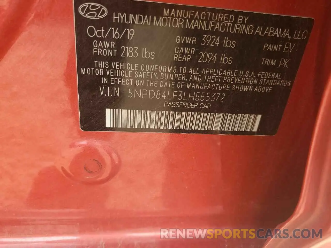 12 fotografías del automóvil dañado 5NPD84LF3LH555372 HYUNDAI ELANTRA 2020