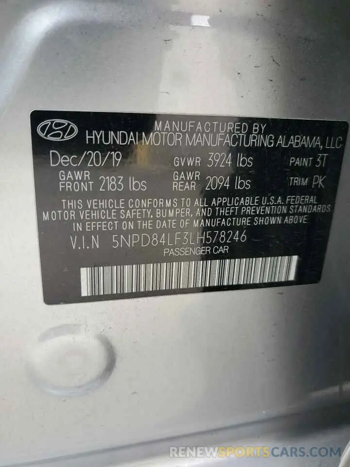 13 fotografías del automóvil dañado 5NPD84LF3LH578246 HYUNDAI ELANTRA 2020