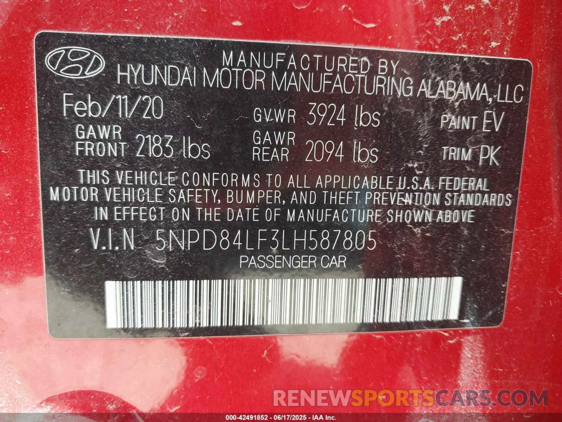 9 fotografías del automóvil dañado 5NPD84LF3LH587805 HYUNDAI ELANTRA 2020
