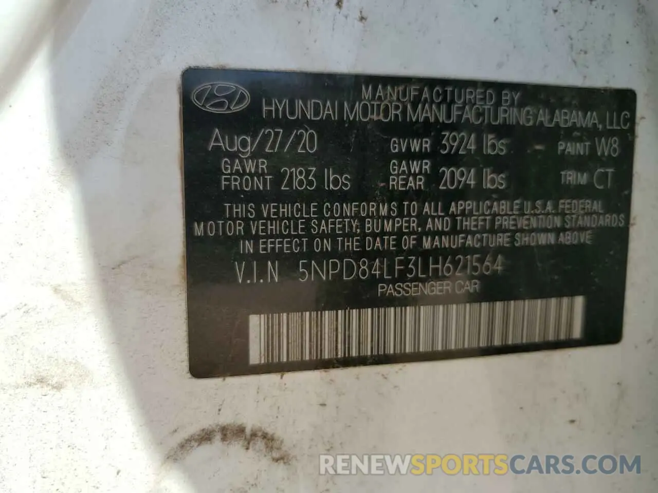 13 fotografías del automóvil dañado 5NPD84LF3LH621564 HYUNDAI ELANTRA 2020