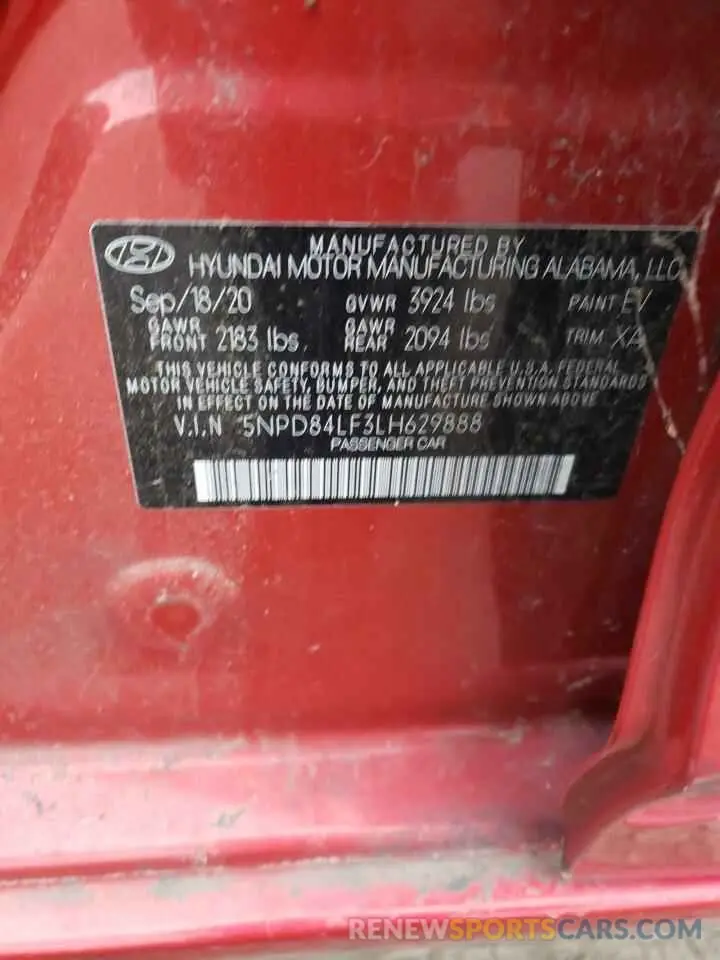 12 fotografías del automóvil dañado 5NPD84LF3LH629888 HYUNDAI ELANTRA 2020