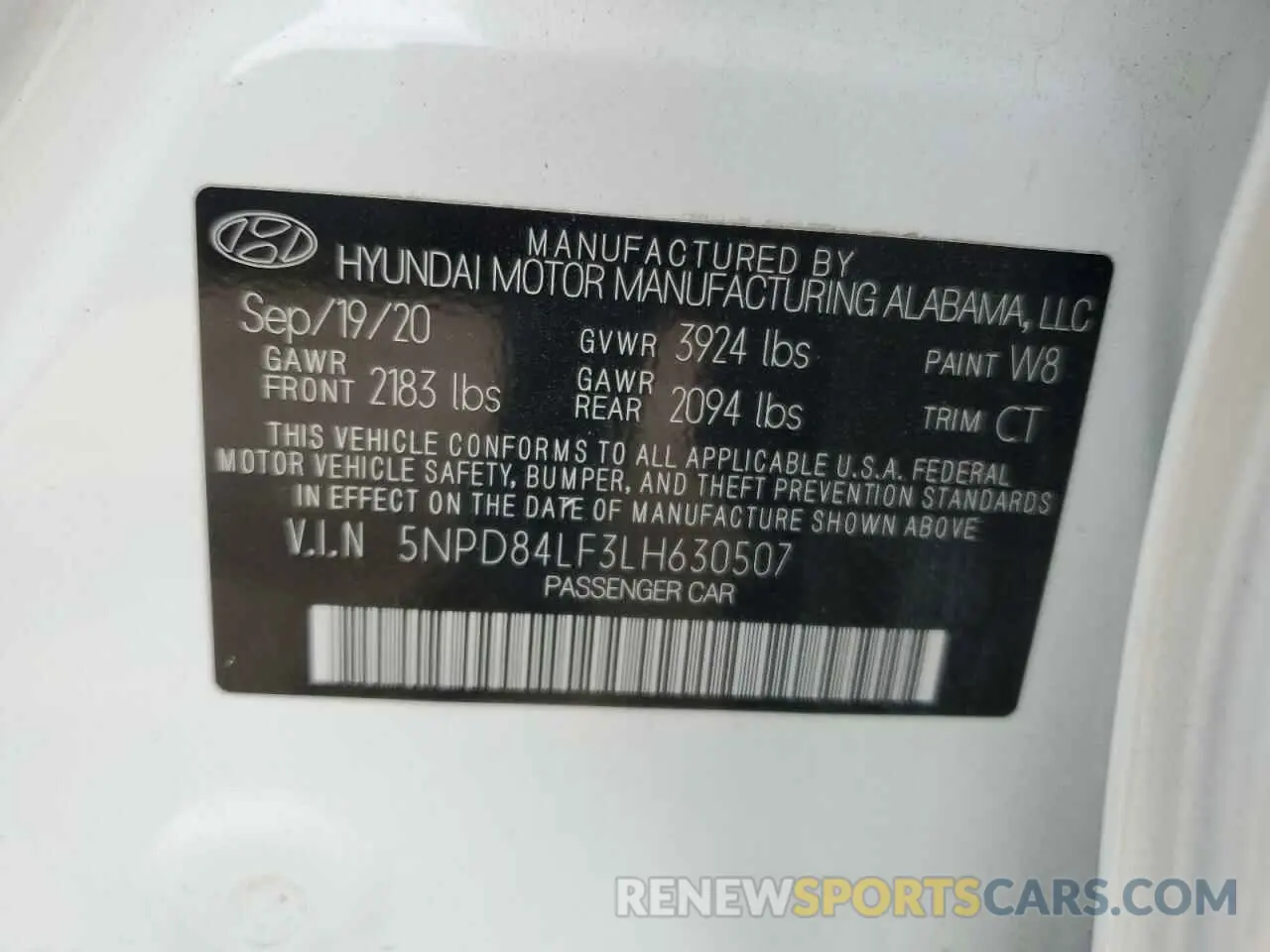 12 fotografías del automóvil dañado 5NPD84LF3LH630507 HYUNDAI ELANTRA 2020