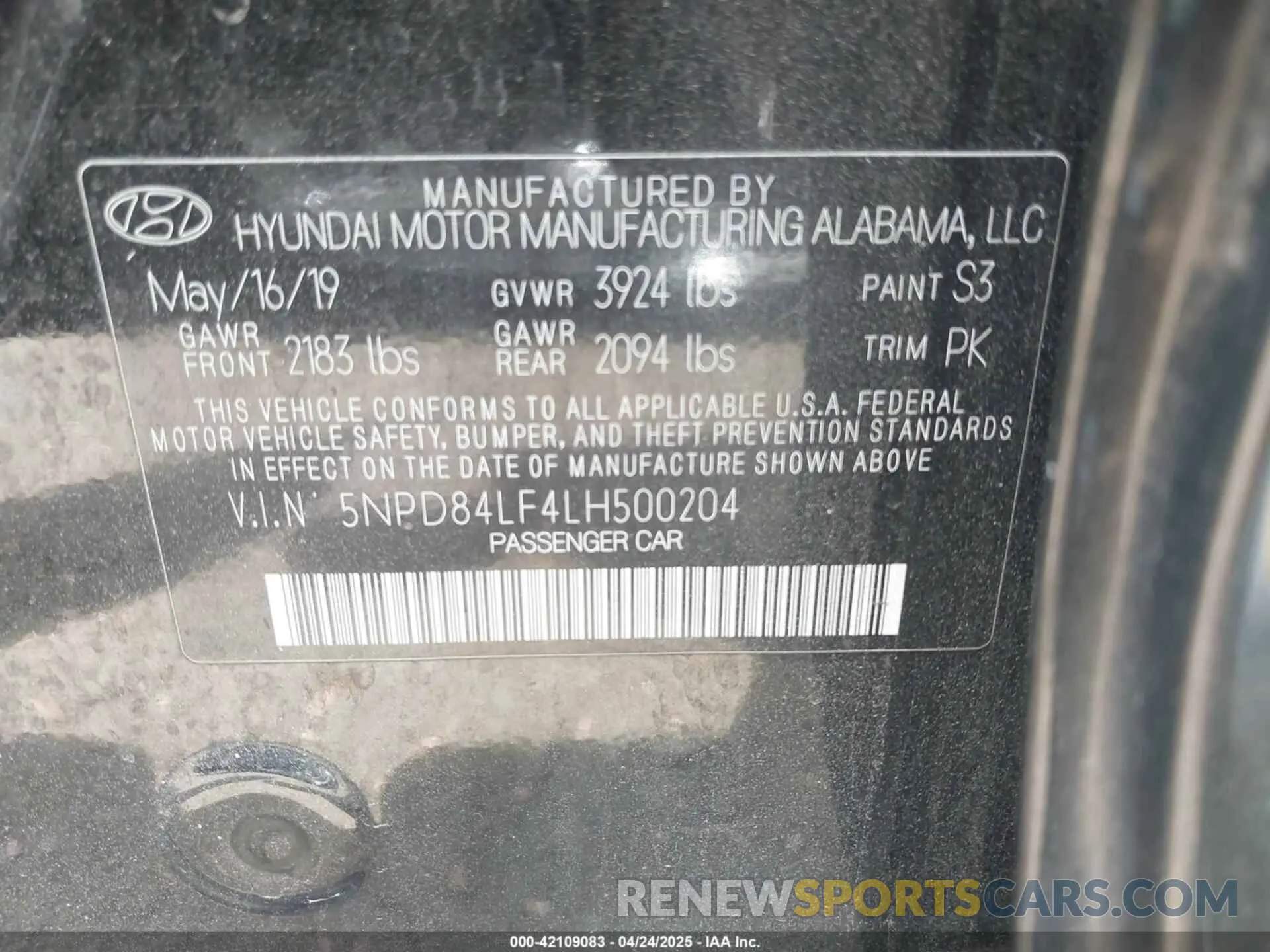 9 fotografías del automóvil dañado 5NPD84LF4LH500204 HYUNDAI ELANTRA 2020