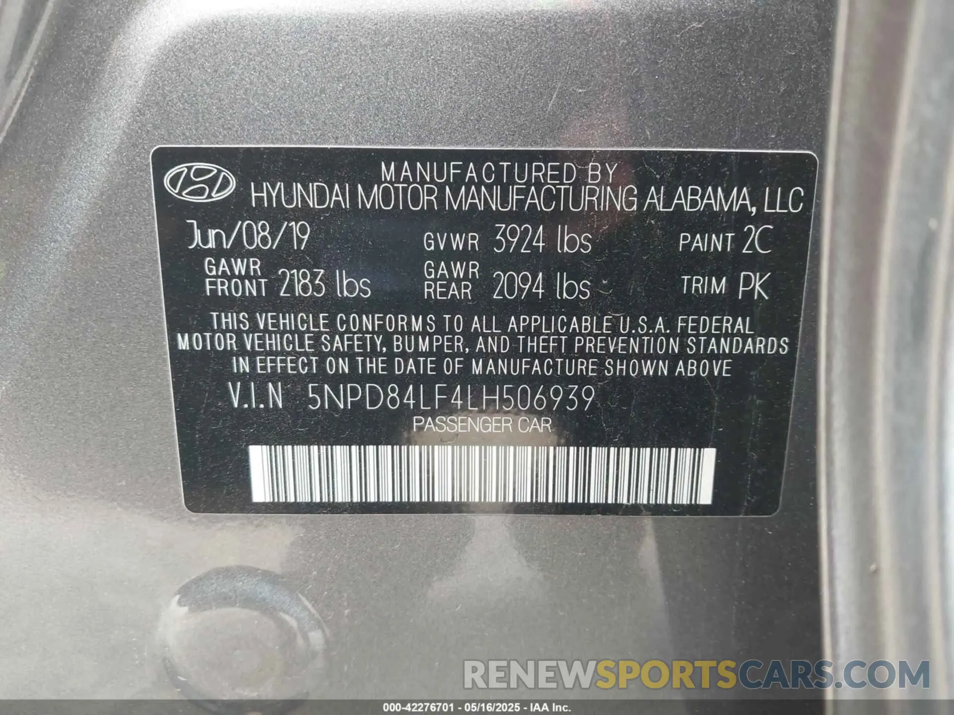 9 fotografías del automóvil dañado 5NPD84LF4LH506939 HYUNDAI ELANTRA 2020