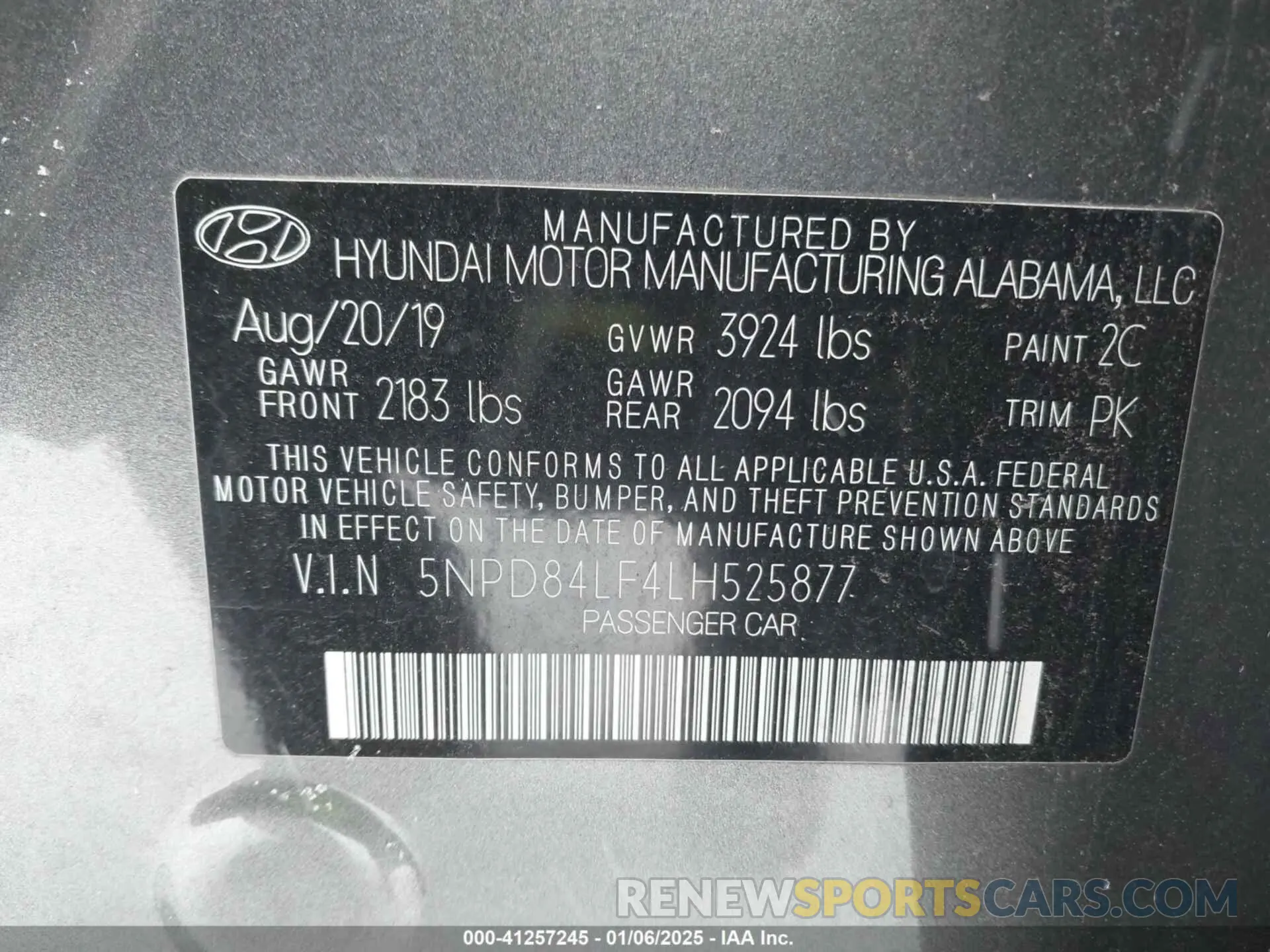 9 fotografías del automóvil dañado 5NPD84LF4LH525877 HYUNDAI ELANTRA 2020