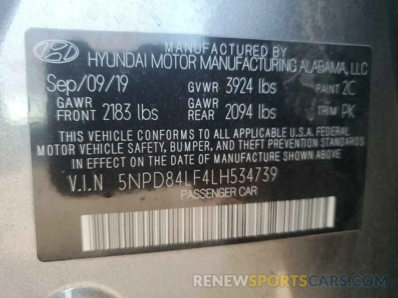 12 fotografías del automóvil dañado 5NPD84LF4LH534739 HYUNDAI ELANTRA 2020