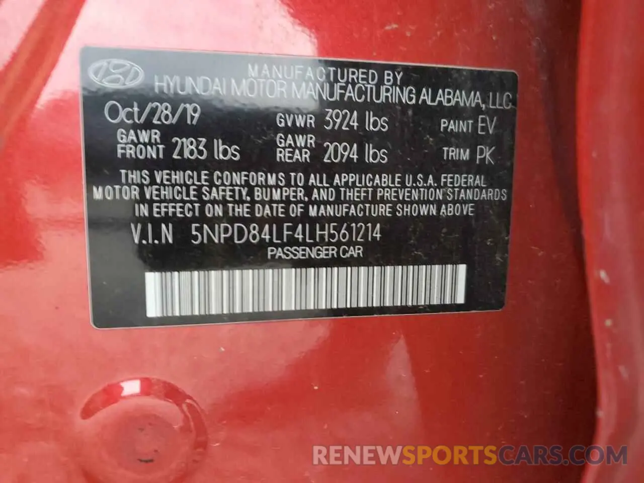 14 fotografías del automóvil dañado 5NPD84LF4LH561214 HYUNDAI ELANTRA 2020