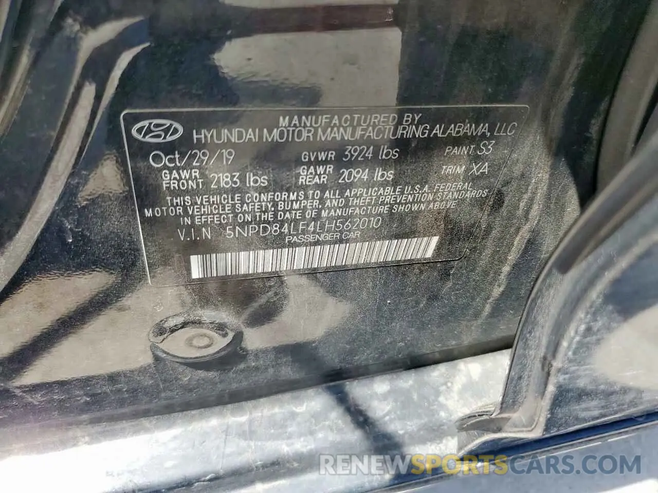 12 fotografías del automóvil dañado 5NPD84LF4LH562010 HYUNDAI ELANTRA 2020