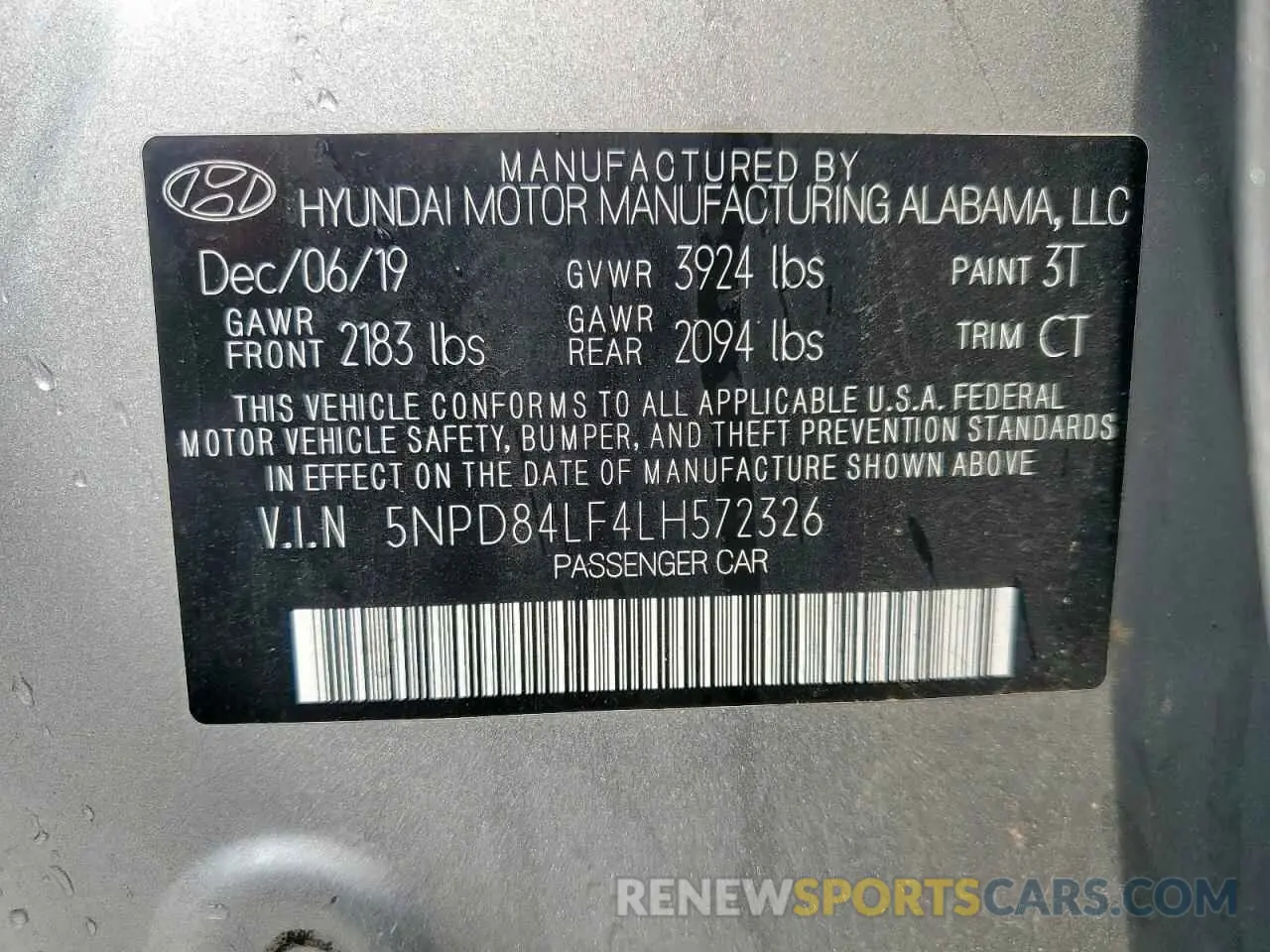 12 fotografías del automóvil dañado 5NPD84LF4LH572326 HYUNDAI ELANTRA 2020
