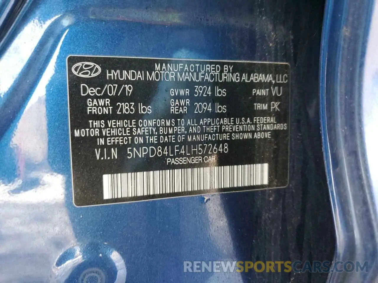 13 fotografías del automóvil dañado 5NPD84LF4LH572648 HYUNDAI ELANTRA 2020