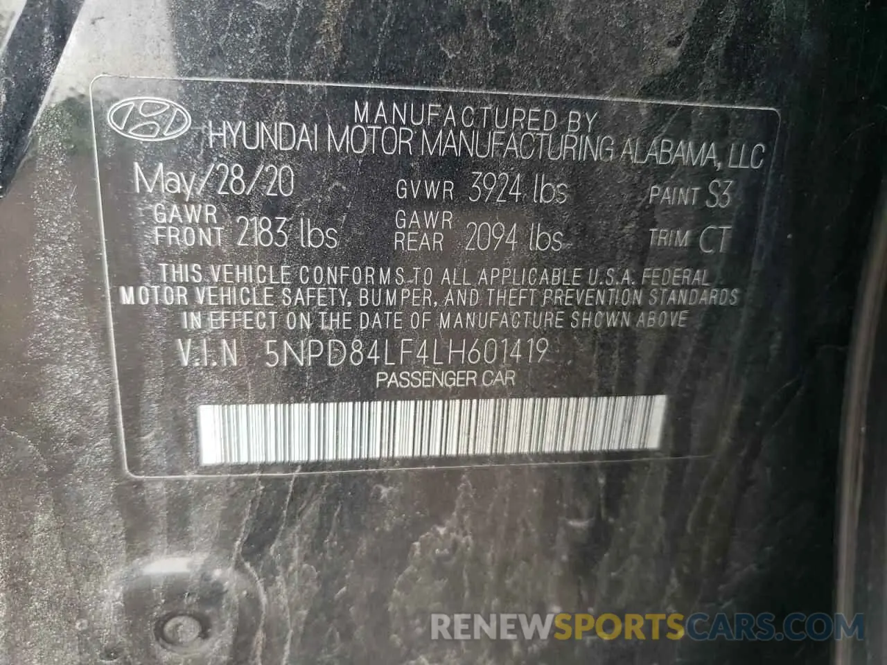 12 fotografías del automóvil dañado 5NPD84LF4LH601419 HYUNDAI ELANTRA 2020
