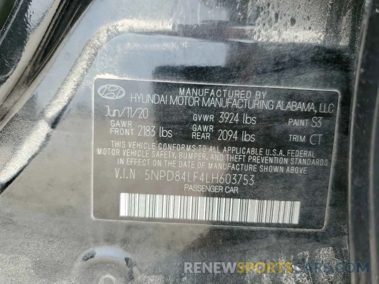 12 fotografías del automóvil dañado 5NPD84LF4LH603753 HYUNDAI ELANTRA 2020
