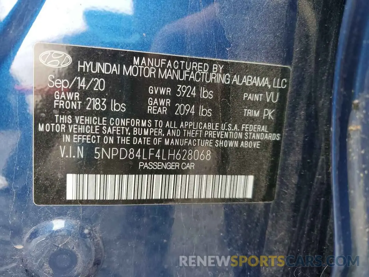 12 fotografías del automóvil dañado 5NPD84LF4LH628068 HYUNDAI ELANTRA 2020