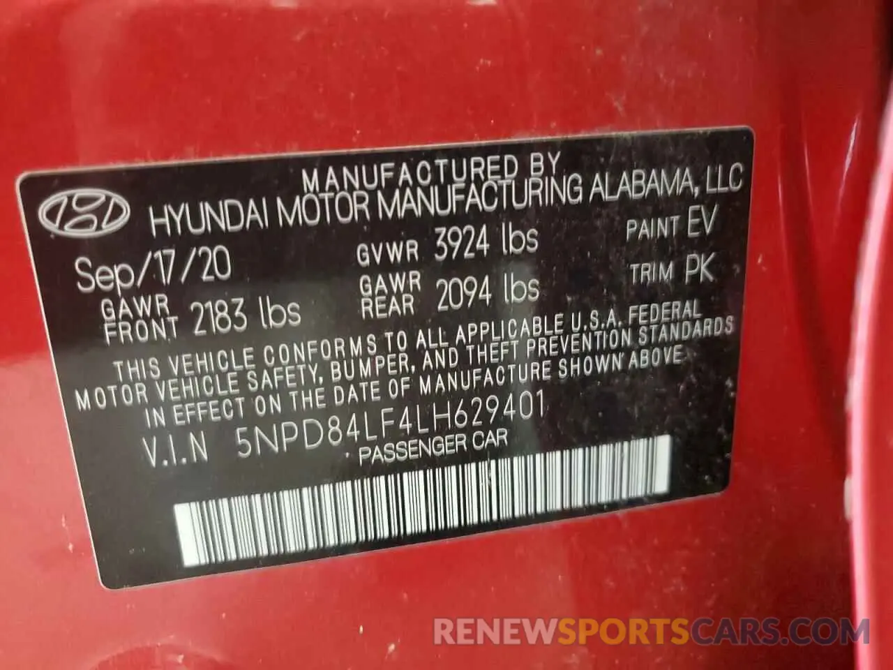 12 fotografías del automóvil dañado 5NPD84LF4LH629401 HYUNDAI ELANTRA 2020