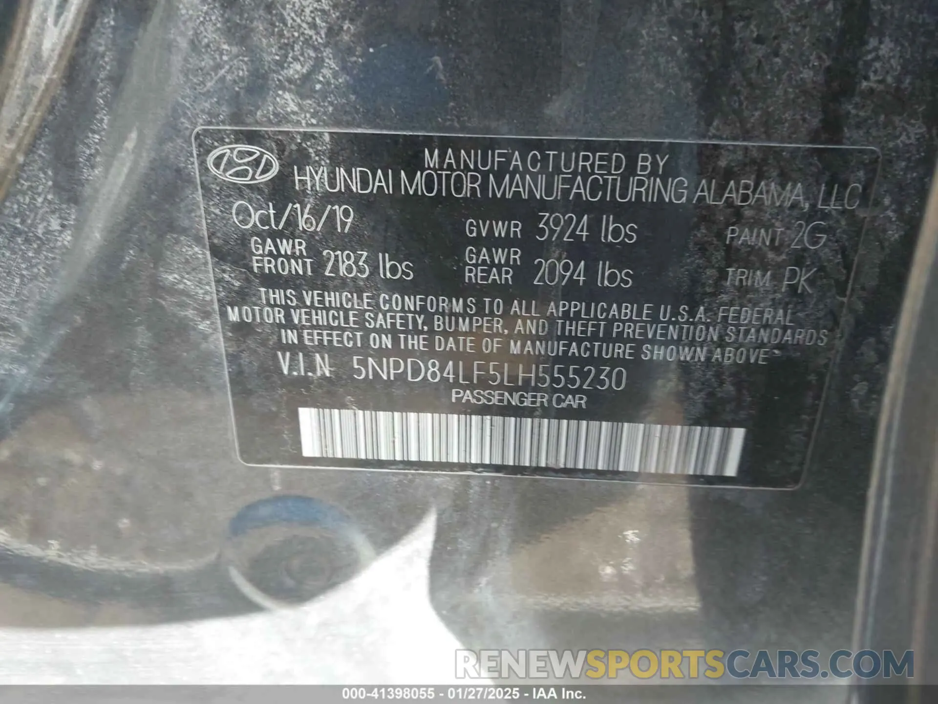 9 fotografías del automóvil dañado 5NPD84LF5LH555230 HYUNDAI ELANTRA 2020