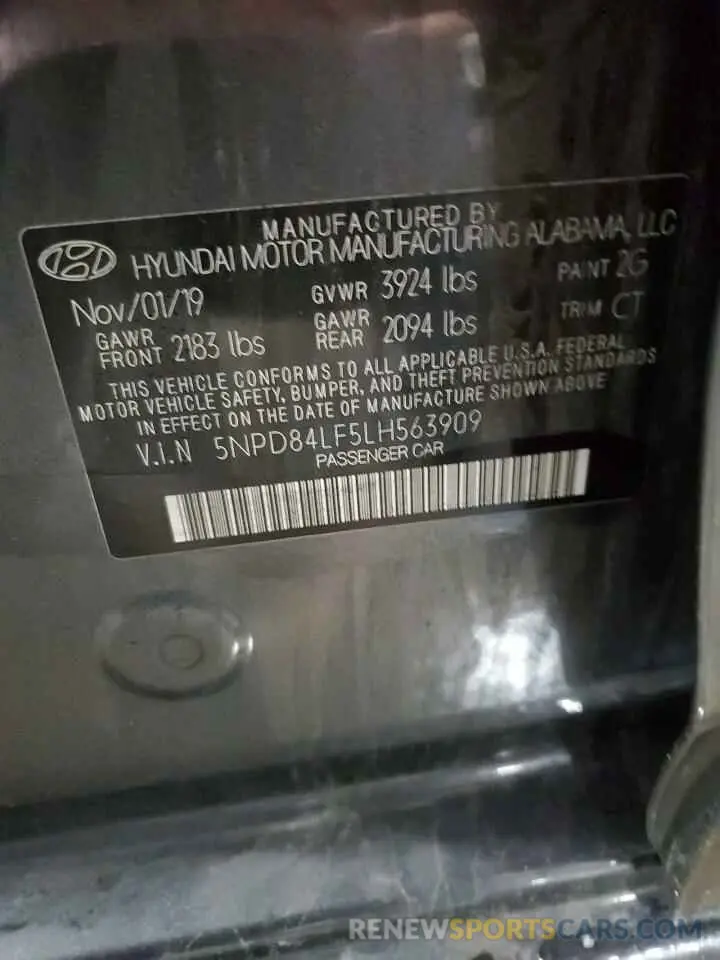 12 fotografías del automóvil dañado 5NPD84LF5LH563909 HYUNDAI ELANTRA 2020