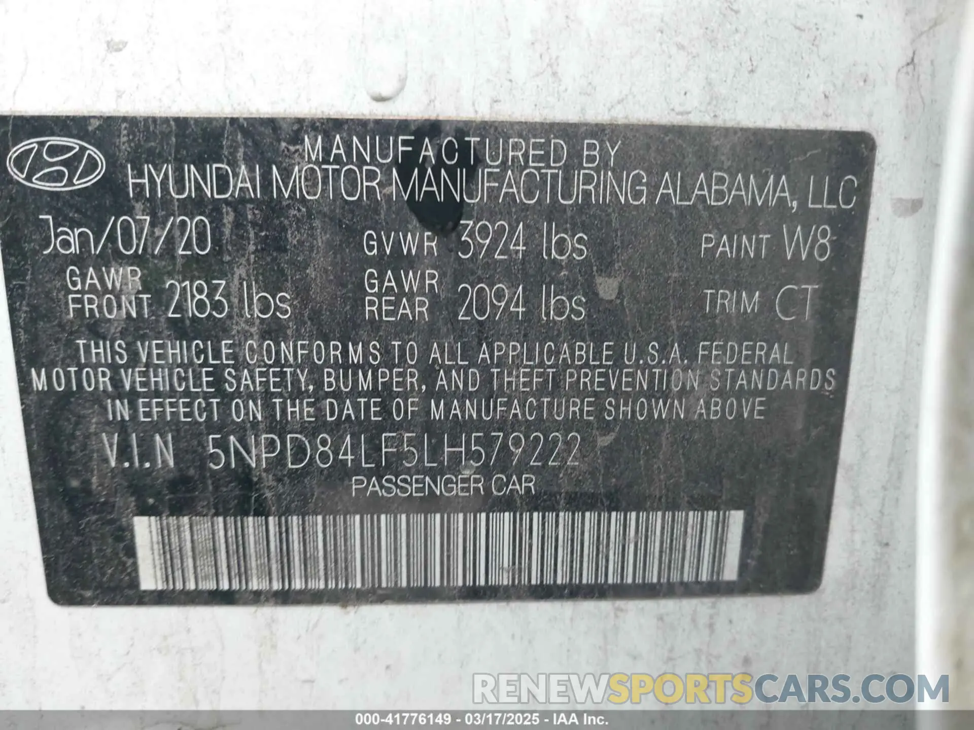 9 fotografías del automóvil dañado 5NPD84LF5LH579222 HYUNDAI ELANTRA 2020