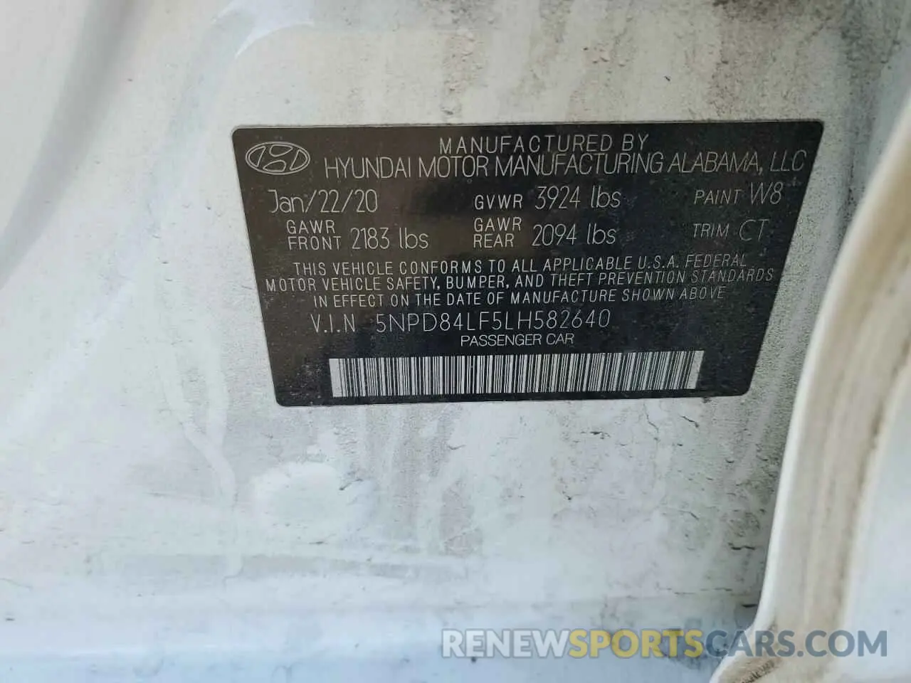 15 fotografías del automóvil dañado 5NPD84LF5LH582640 HYUNDAI ELANTRA 2020