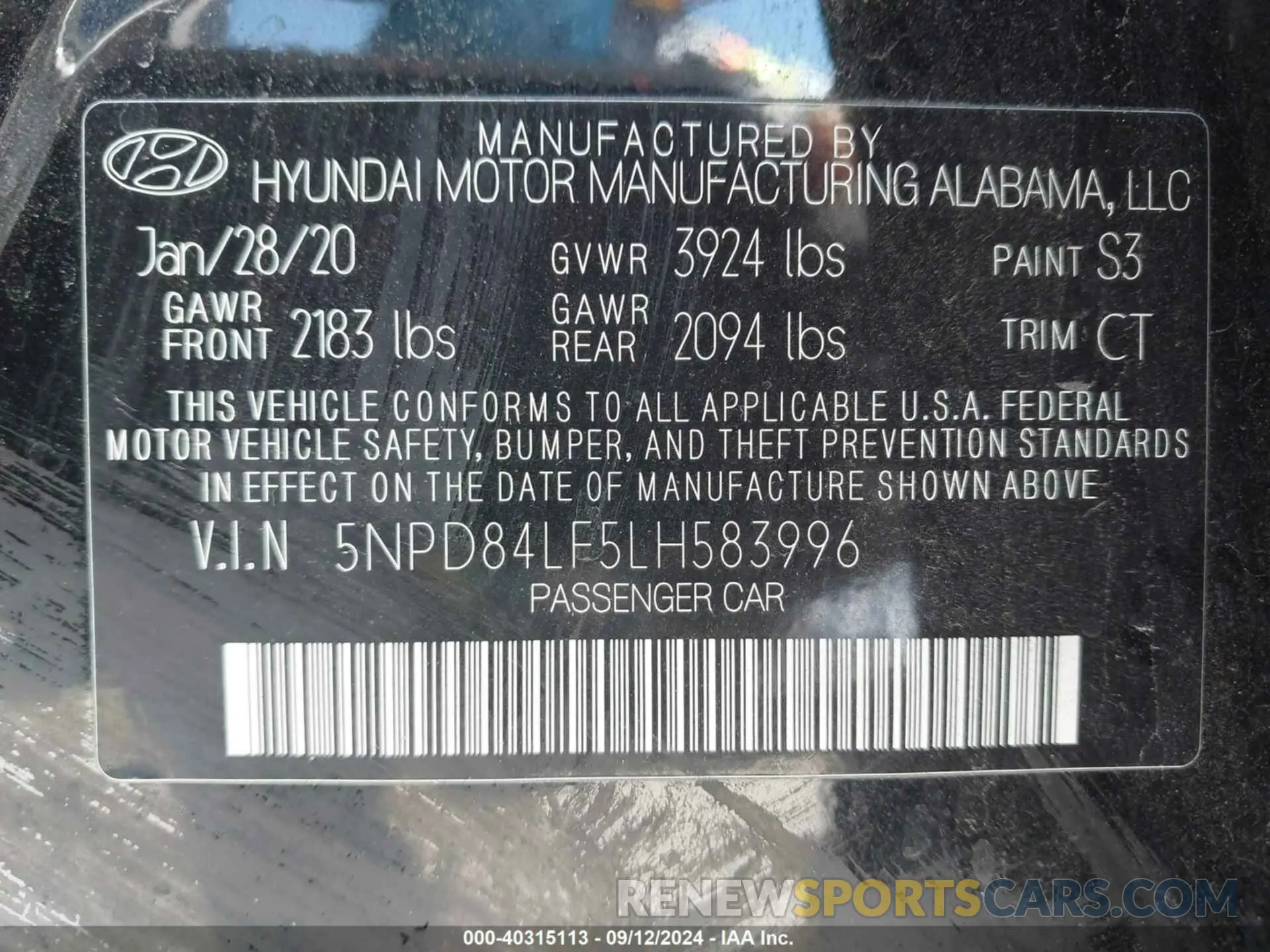 9 fotografías del automóvil dañado 5NPD84LF5LH583996 HYUNDAI ELANTRA 2020