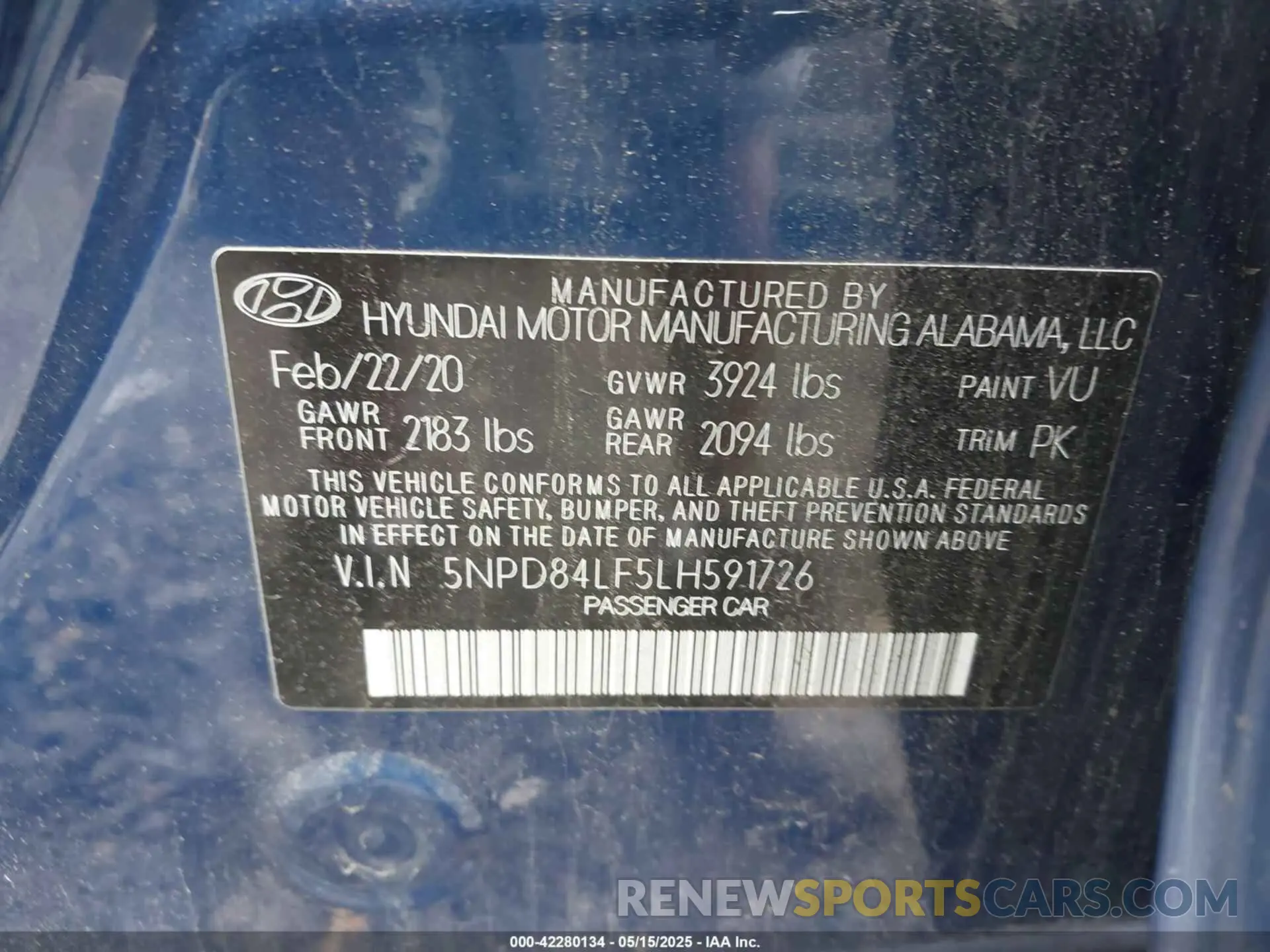 9 fotografías del automóvil dañado 5NPD84LF5LH591726 HYUNDAI ELANTRA 2020