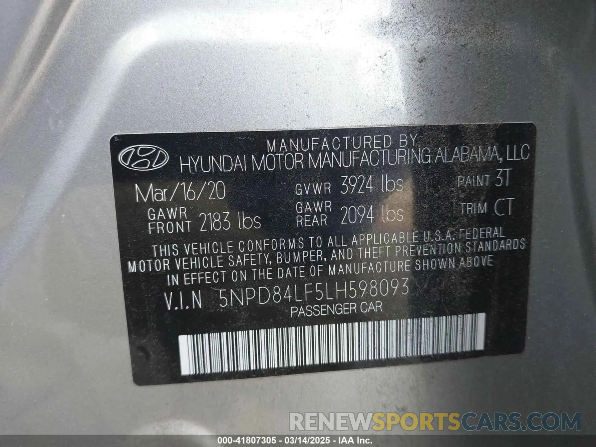 9 fotografías del automóvil dañado 5NPD84LF5LH598093 HYUNDAI ELANTRA 2020