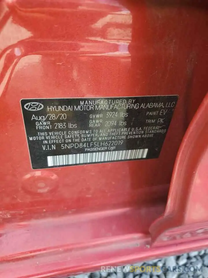 13 fotografías del automóvil dañado 5NPD84LF5LH622019 HYUNDAI ELANTRA 2020