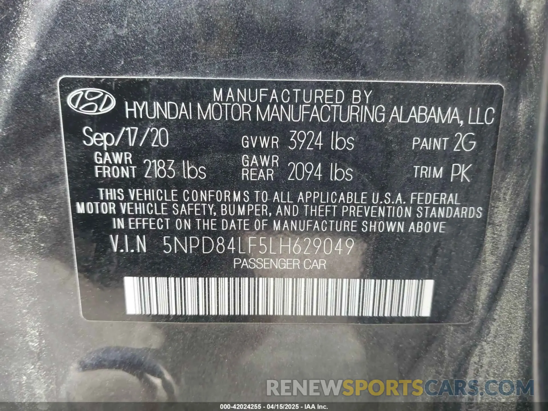9 fotografías del automóvil dañado 5NPD84LF5LH629049 HYUNDAI ELANTRA 2020