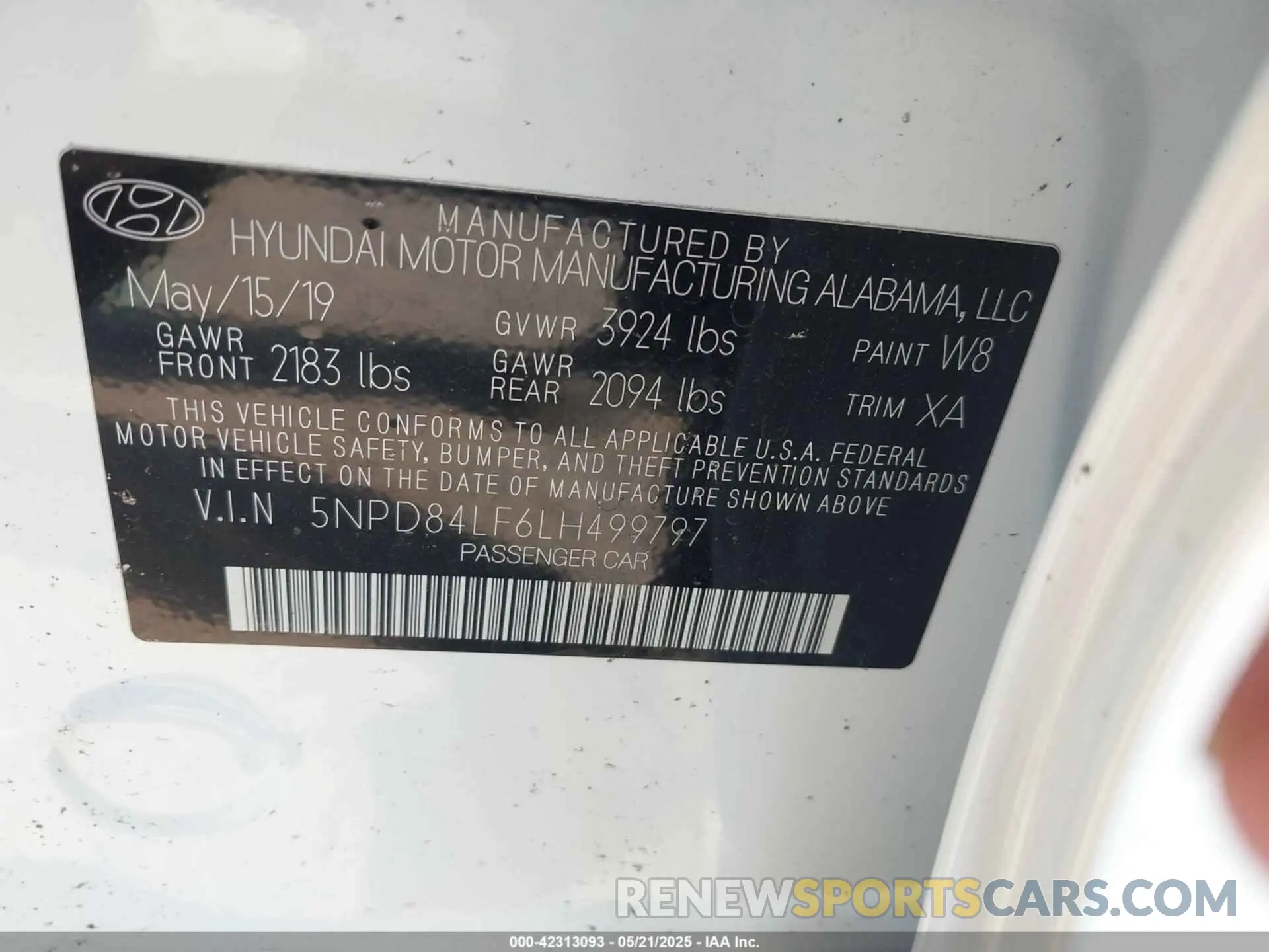 9 fotografías del automóvil dañado 5NPD84LF6LH499797 HYUNDAI ELANTRA 2020