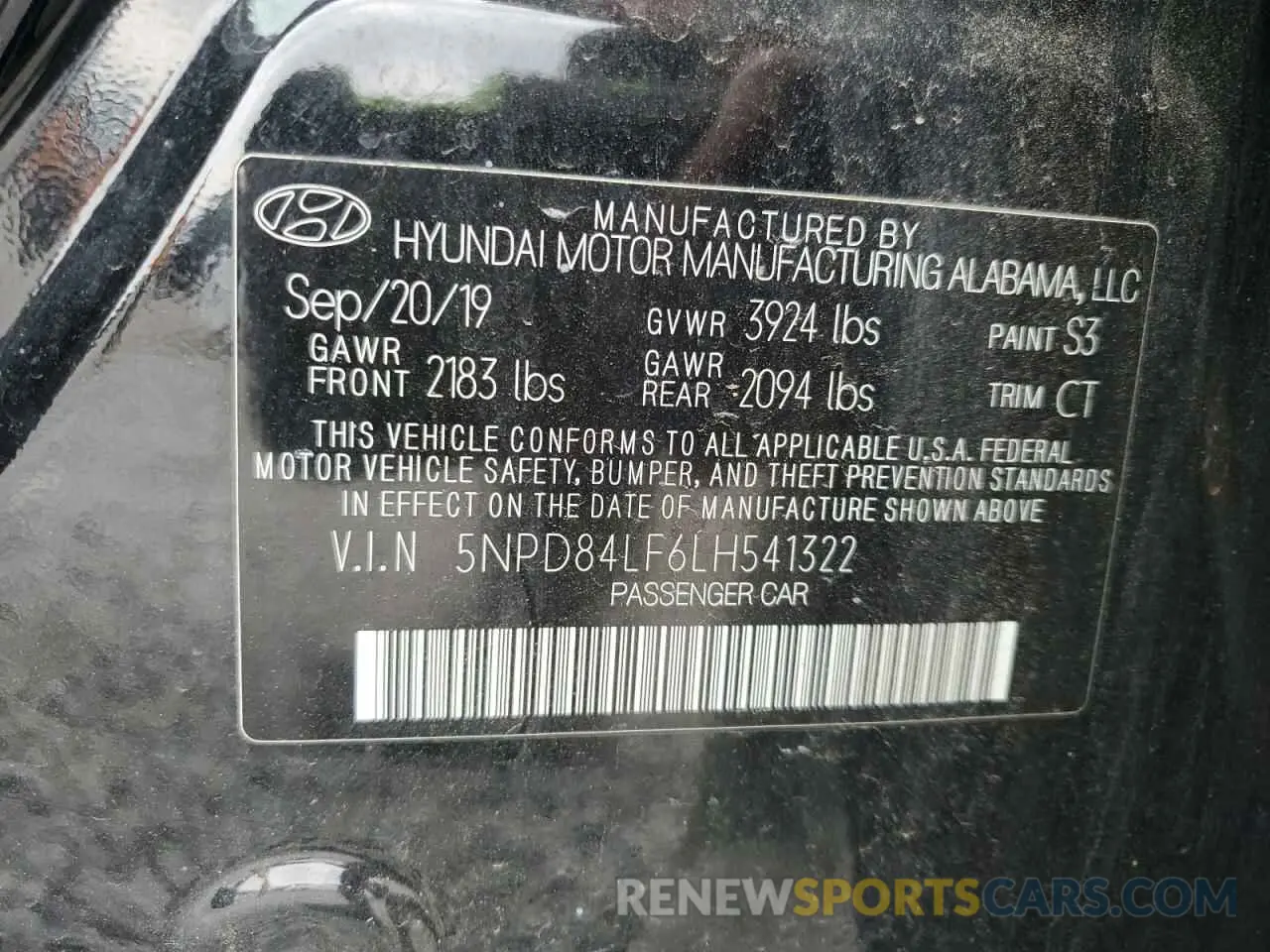 12 fotografías del automóvil dañado 5NPD84LF6LH541322 HYUNDAI ELANTRA 2020