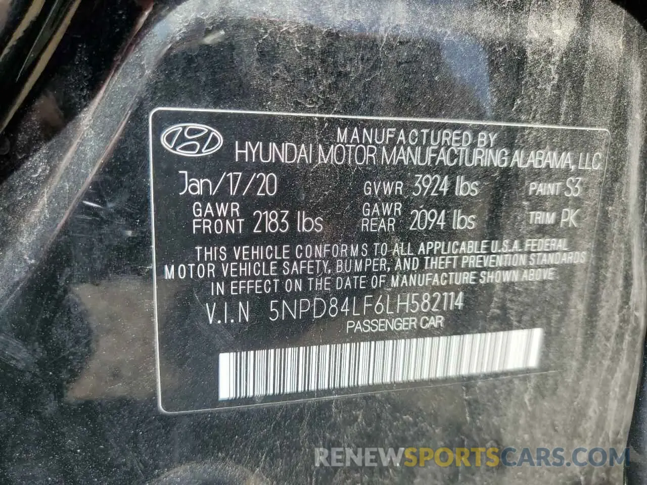 12 fotografías del automóvil dañado 5NPD84LF6LH582114 HYUNDAI ELANTRA 2020