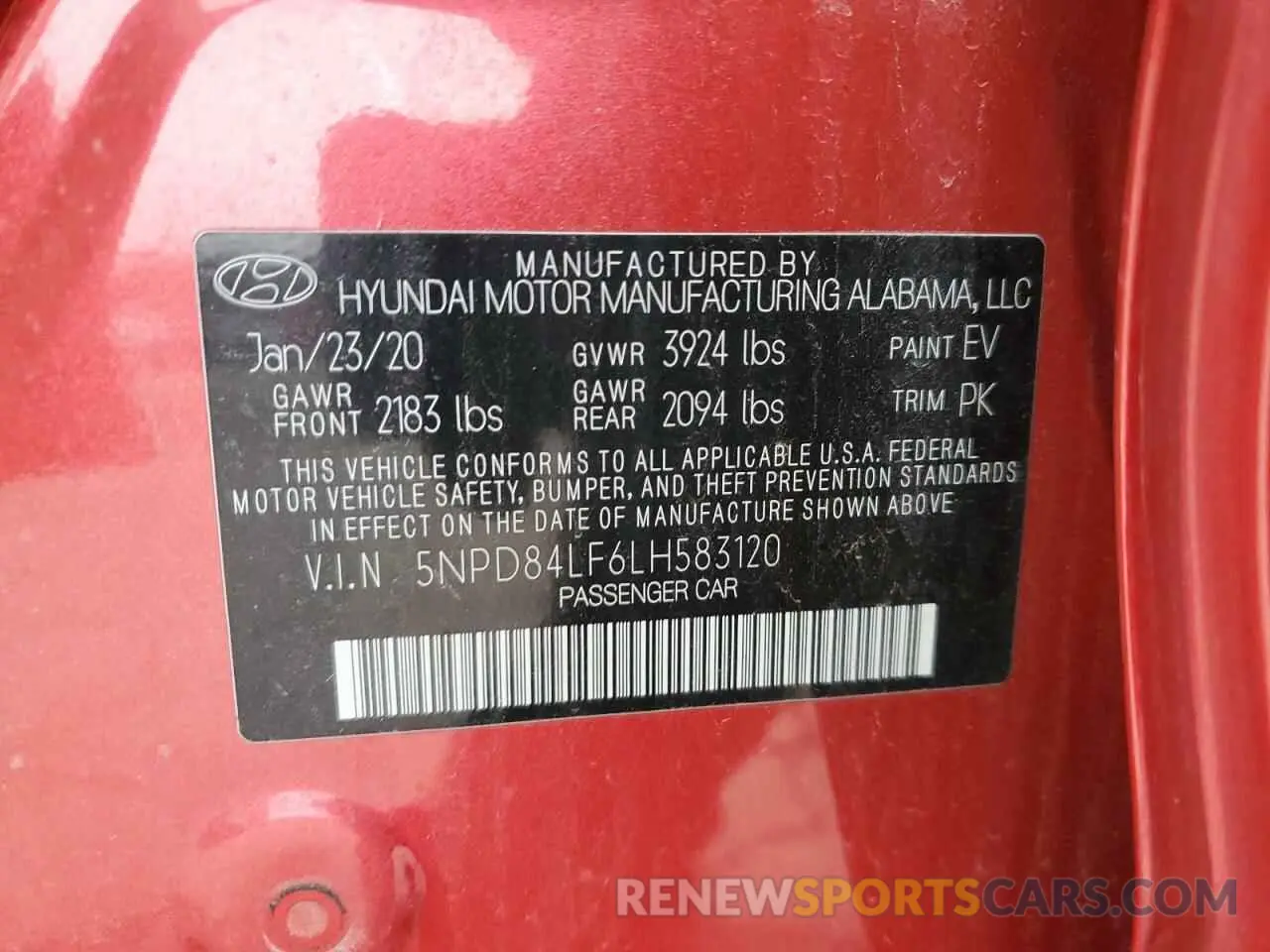 12 fotografías del automóvil dañado 5NPD84LF6LH583120 HYUNDAI ELANTRA 2020