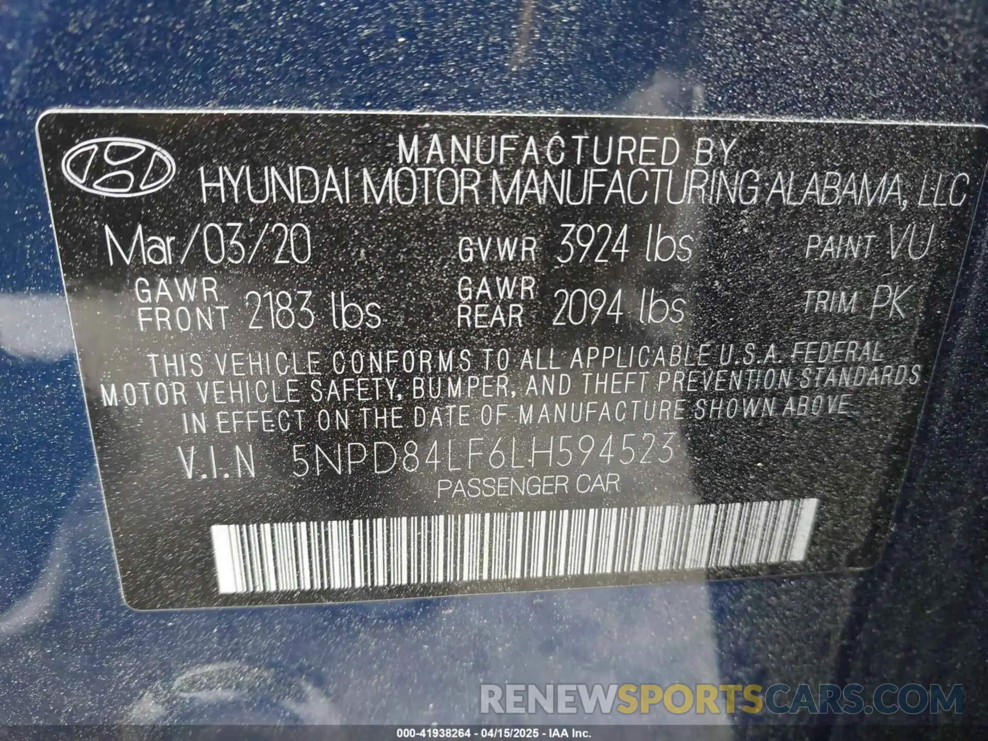 9 fotografías del automóvil dañado 5NPD84LF6LH594523 HYUNDAI ELANTRA 2020