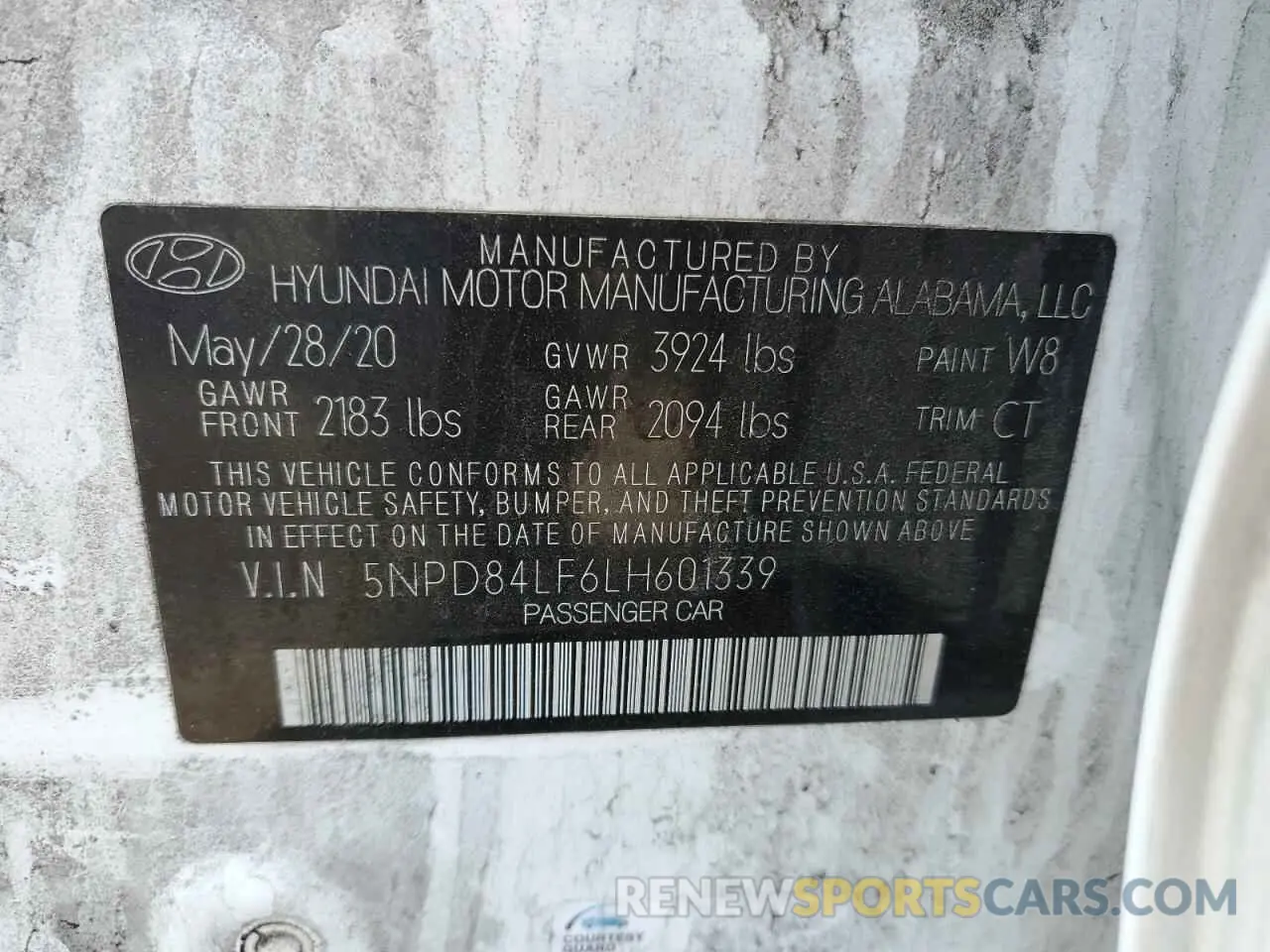 12 fotografías del automóvil dañado 5NPD84LF6LH601339 HYUNDAI ELANTRA 2020