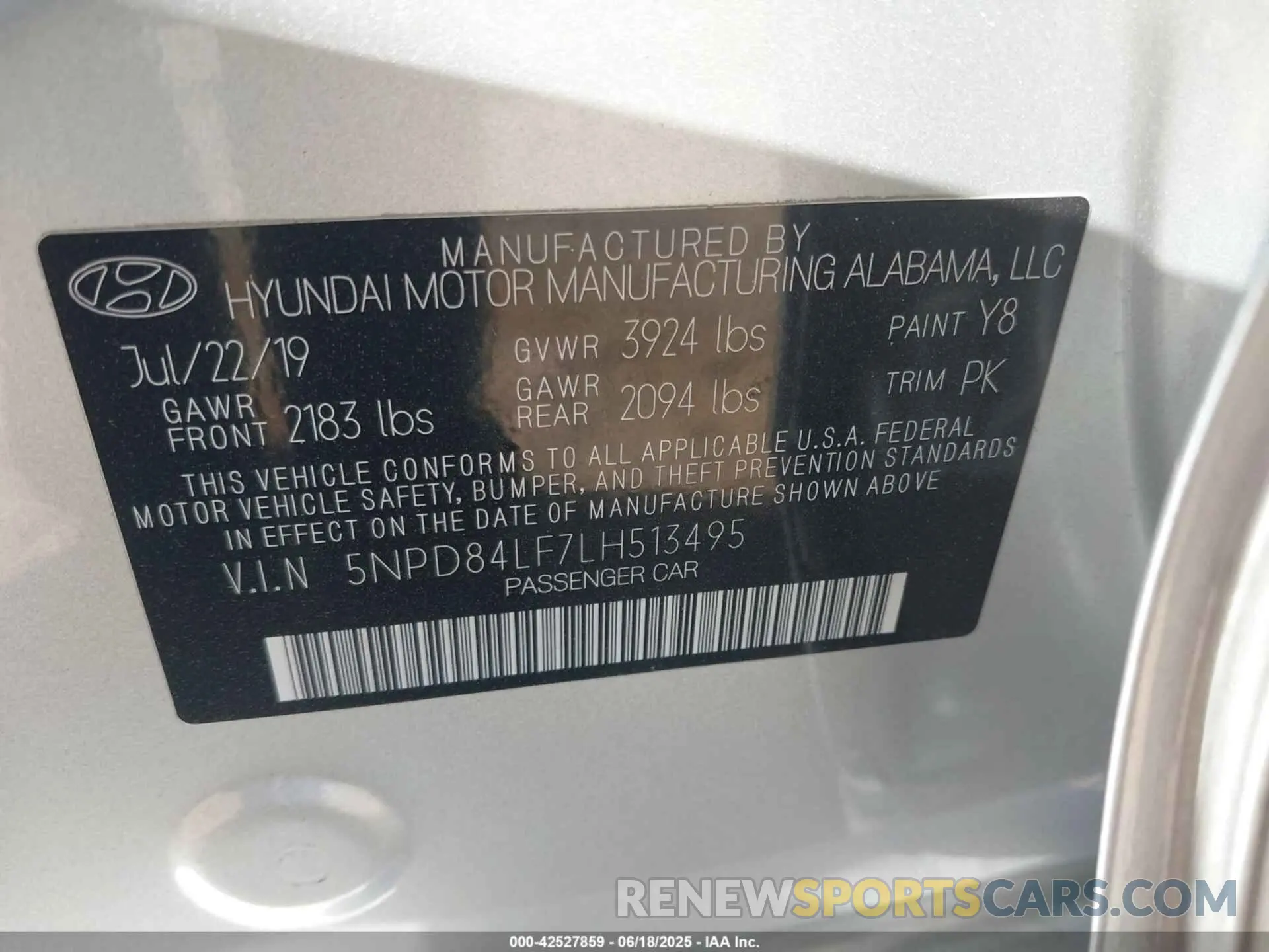 9 fotografías del automóvil dañado 5NPD84LF7LH513495 HYUNDAI ELANTRA 2020