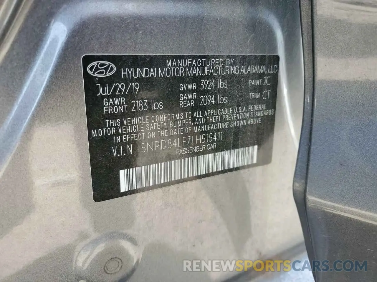 12 fotografías del automóvil dañado 5NPD84LF7LH515411 HYUNDAI ELANTRA 2020