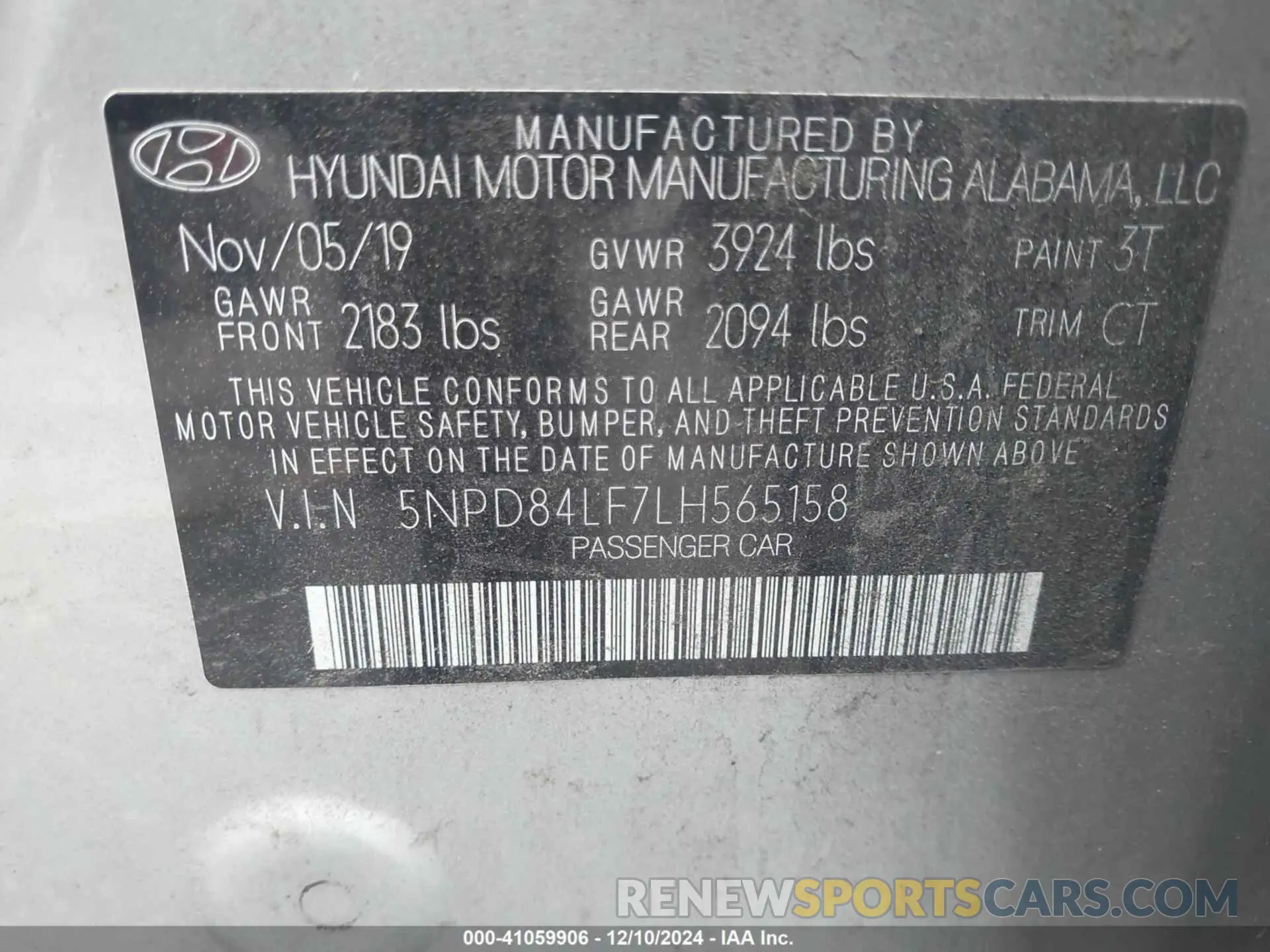 9 fotografías del automóvil dañado 5NPD84LF7LH565158 HYUNDAI ELANTRA 2020