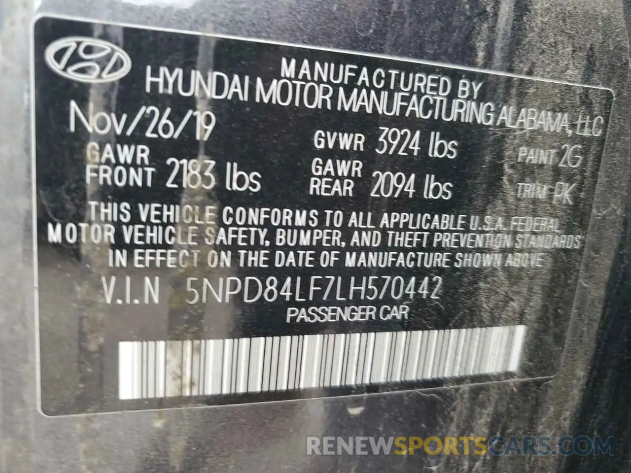 12 fotografías del automóvil dañado 5NPD84LF7LH570442 HYUNDAI ELANTRA 2020