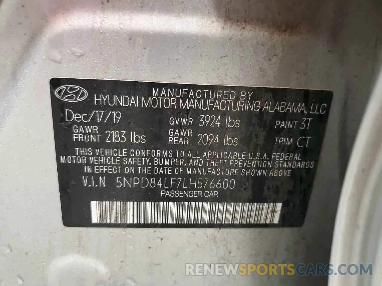 14 fotografías del automóvil dañado 5NPD84LF7LH576600 HYUNDAI ELANTRA 2020