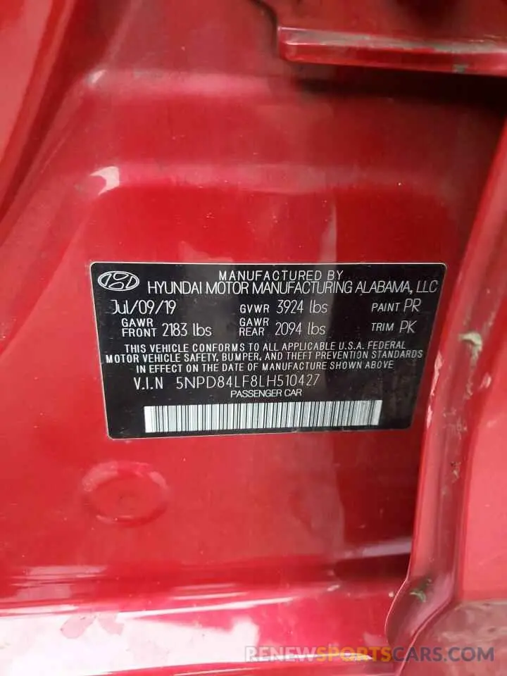 13 fotografías del automóvil dañado 5NPD84LF8LH510427 HYUNDAI ELANTRA 2020