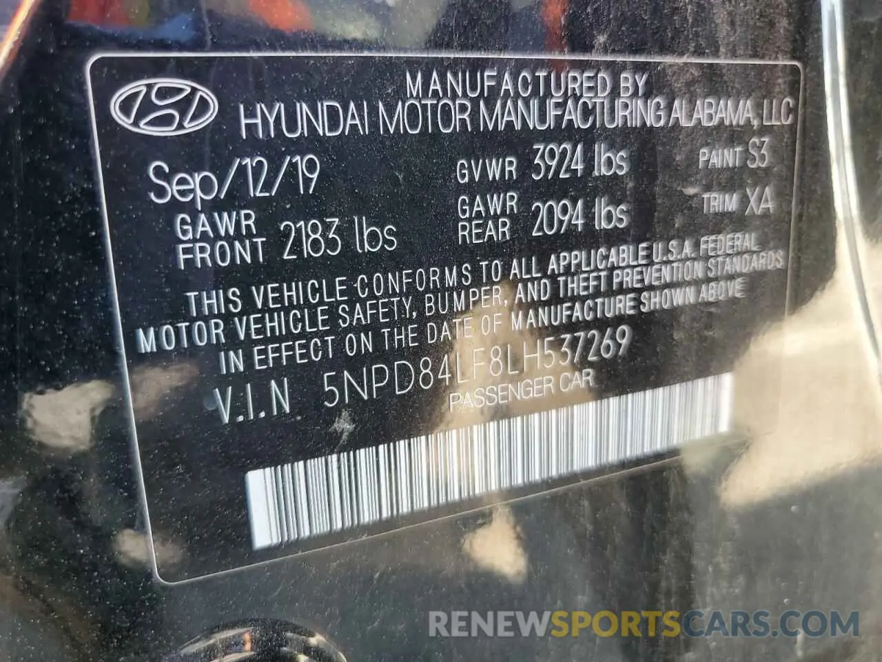 12 fotografías del automóvil dañado 5NPD84LF8LH537269 HYUNDAI ELANTRA 2020