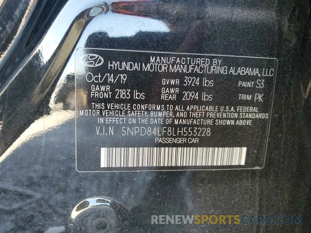 12 fotografías del automóvil dañado 5NPD84LF8LH553228 HYUNDAI ELANTRA 2020