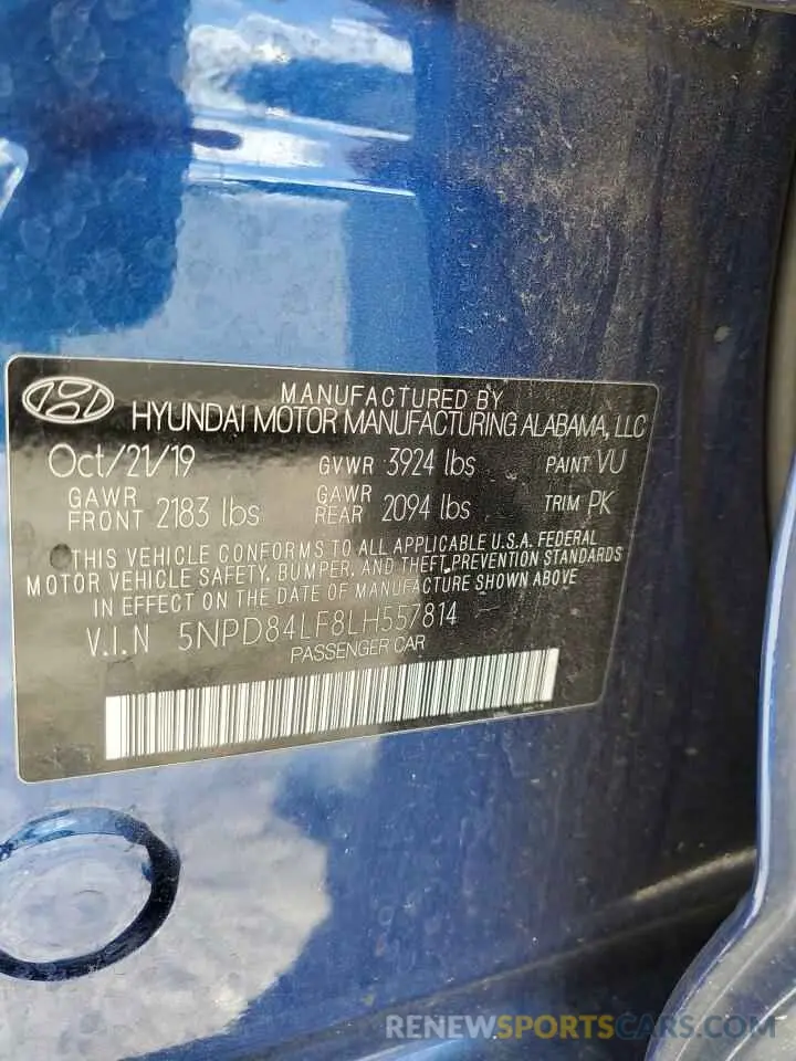 12 fotografías del automóvil dañado 5NPD84LF8LH557814 HYUNDAI ELANTRA 2020