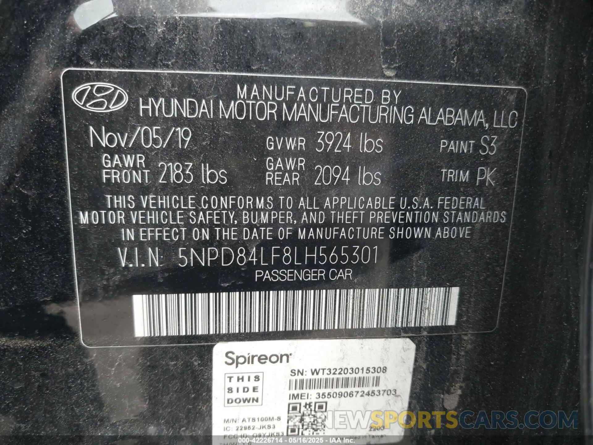 9 fotografías del automóvil dañado 5NPD84LF8LH565301 HYUNDAI ELANTRA 2020