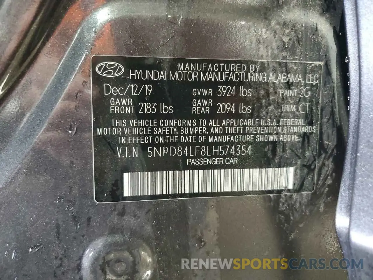 12 fotografías del automóvil dañado 5NPD84LF8LH574354 HYUNDAI ELANTRA 2020
