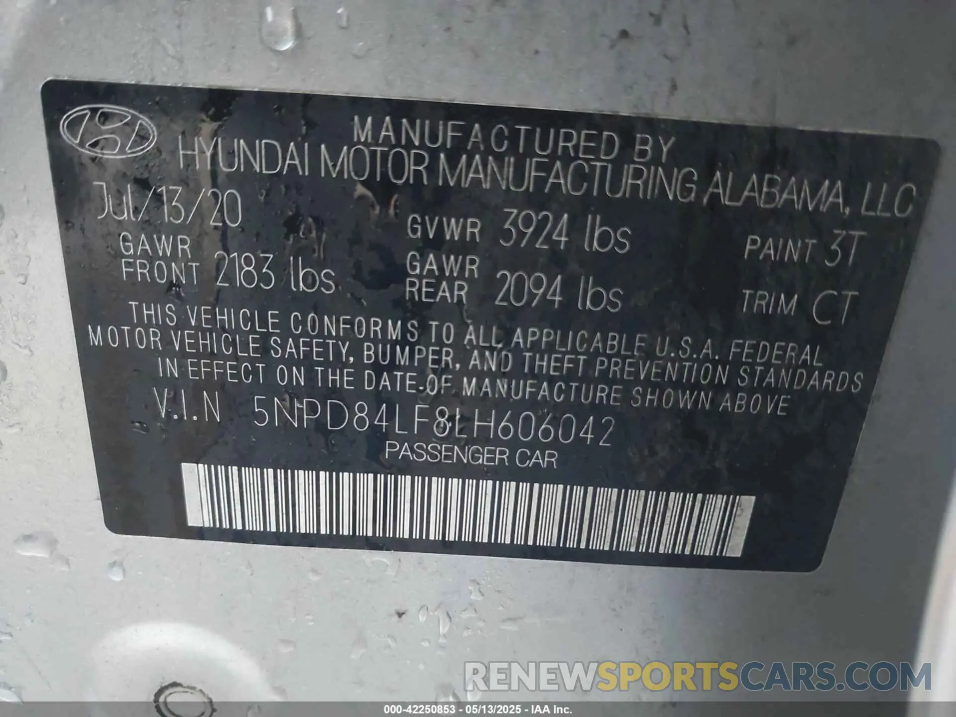 9 fotografías del automóvil dañado 5NPD84LF8LH606042 HYUNDAI ELANTRA 2020