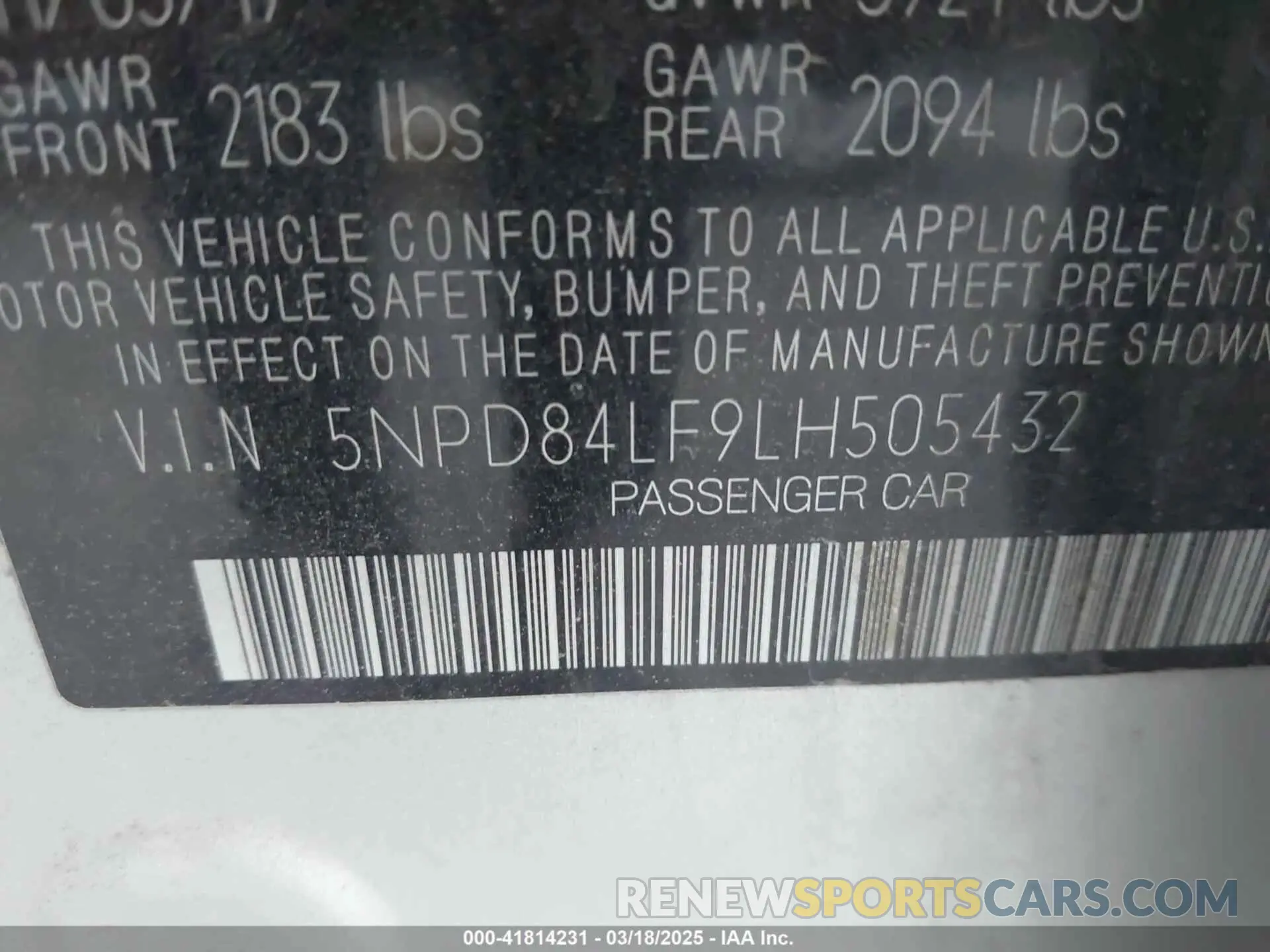 9 fotografías del automóvil dañado 5NPD84LF9LH505432 HYUNDAI ELANTRA 2020