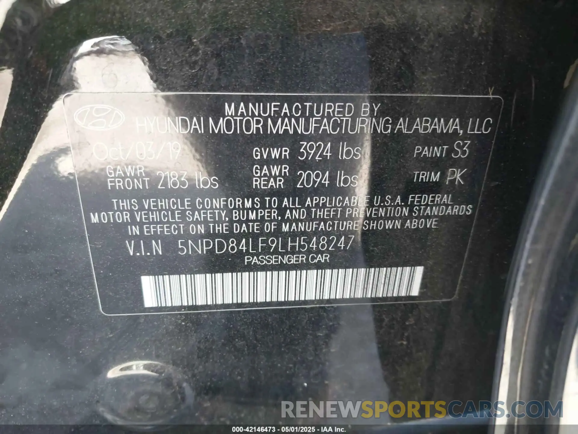 9 fotografías del automóvil dañado 5NPD84LF9LH548247 HYUNDAI ELANTRA 2020