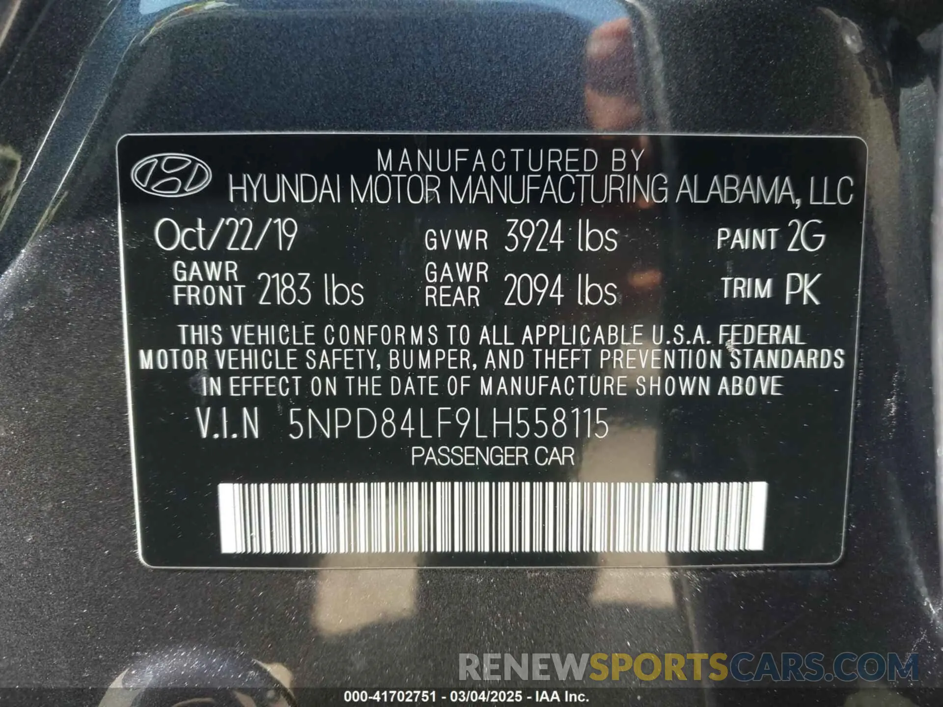 9 fotografías del automóvil dañado 5NPD84LF9LH558115 HYUNDAI ELANTRA 2020